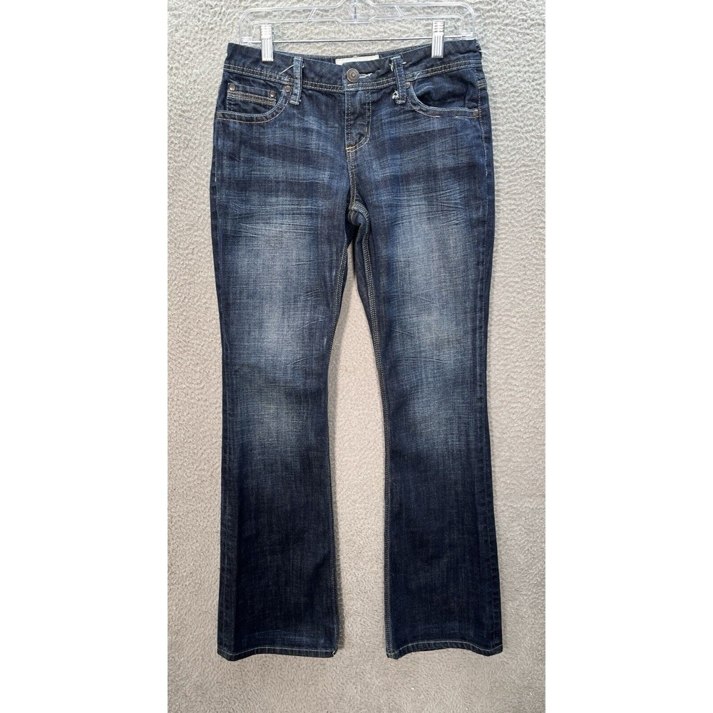 Maurices Jeans Womens 5/6 Long Blue Morgan New Boot‎ Distressed Denim Preppy